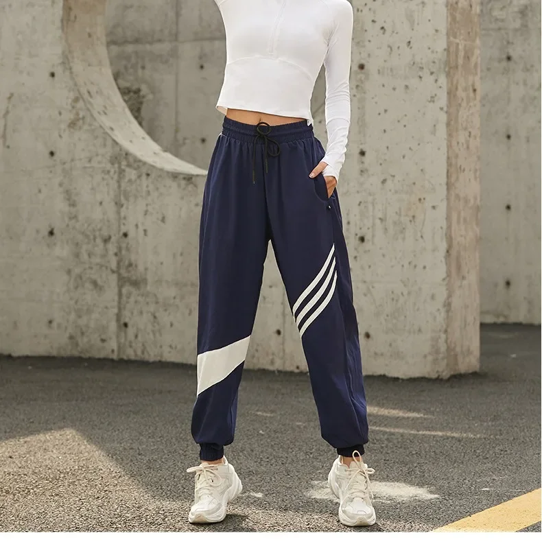 Women's High Waist Cuffed Fitness Trousers Spring Summer Quick Dry Sports Casual Pants Running Long Trousers Couples