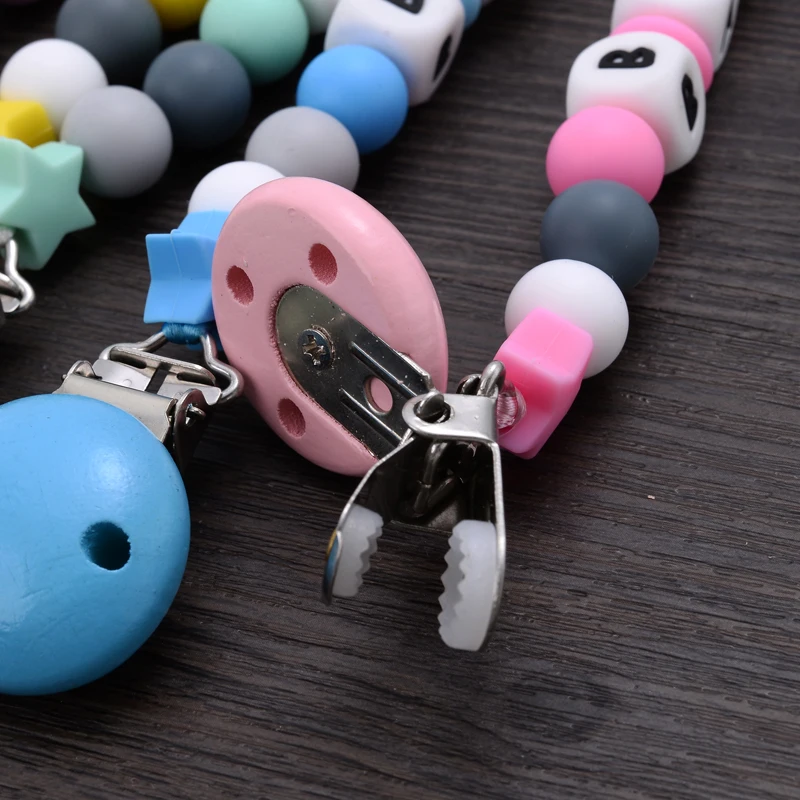 Baby Pacifier Silicone Pacifier Pacifier Clip Pacifier Chain Pacifier Set Handmade Teether Pacifier Chain Silicone Beads Infant Nipple Appease Soother Chain Clips Nipple Clip Personalized Name