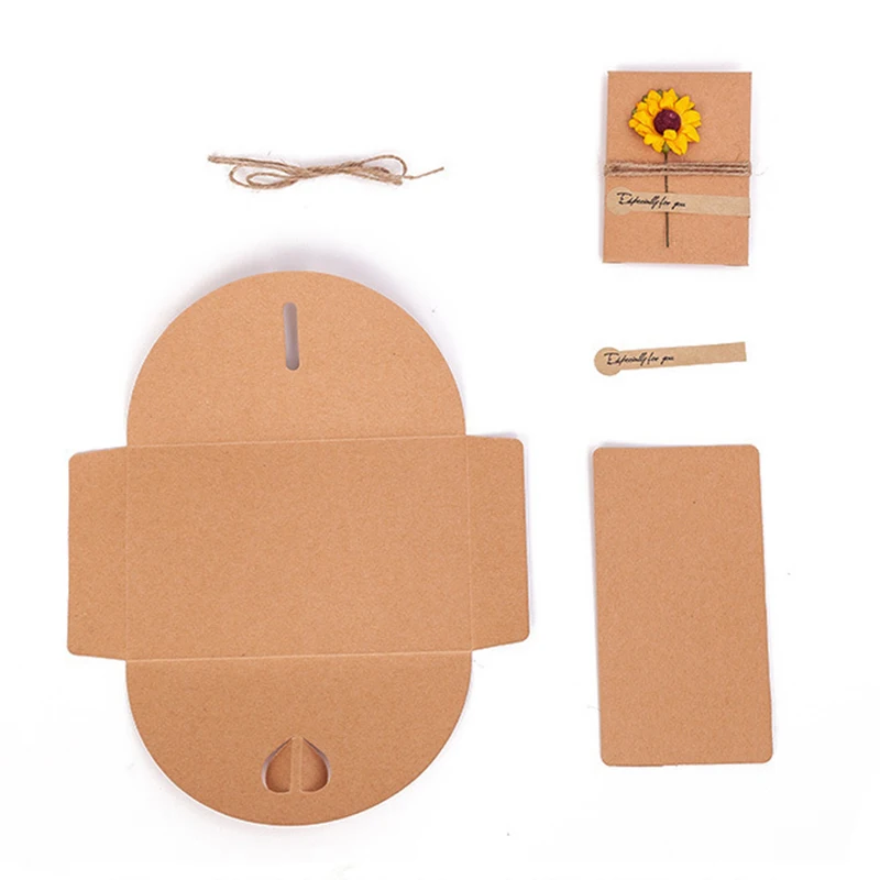Homemade Kraft Paper Handmade Dried Flower Invitation Cards With Envelopes And Wedding Gifts Random Patterns 9 Pieces greeting cards wedding invitations