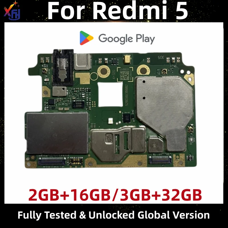 

Original Unlock Motherboard for Xiaomi Redmi 5, 100% Original, Global ROM Mainboard, Good Tested Logic Board, 16GB, 32GB