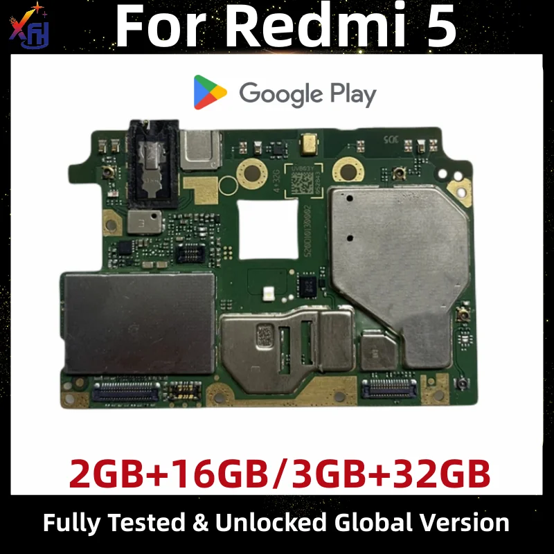 Original Unlock Motherboard for Xiaomi Redmi 5, 100% Original, Global ROM  Mainboard, Good Tested Logic Board, 16GB, 32GB