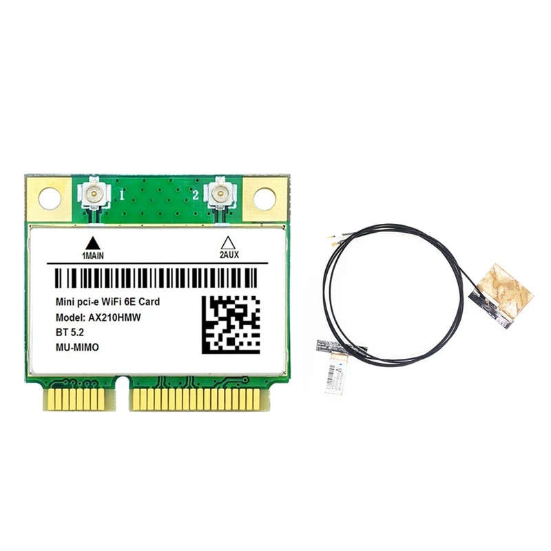 

AX210HMW Wifi карта + антенна запасные части Wifi 6E Mini PCI-E AX210 802.11Ax/Ac 2,4G/5G/6 ГГц BT5.2 беспроводной адаптер для ноутбука