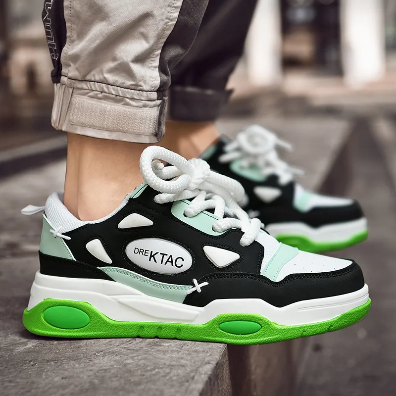 

2023 New Chunky Sneakers Men Soft Sole Running Shoes Fashion Casual Microfiber Breathable Height Increased Platform Board Shoes