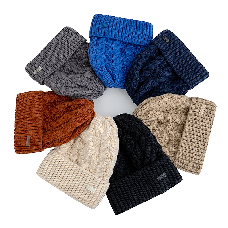 New Unisex Winter Cap Fashion Streetwear Beanie Cap For Men Women,Couple Fleece Lined Warm Knitted Hat