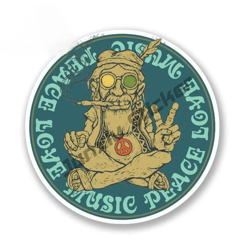 

Креативная Автомобильная наклейка Peace Love, музыкальная наклейка, Забавный символ, хиппи, трава, кемпер, Стайлинг автомобиля, мотоцикла, наклейка PVC13x13cm