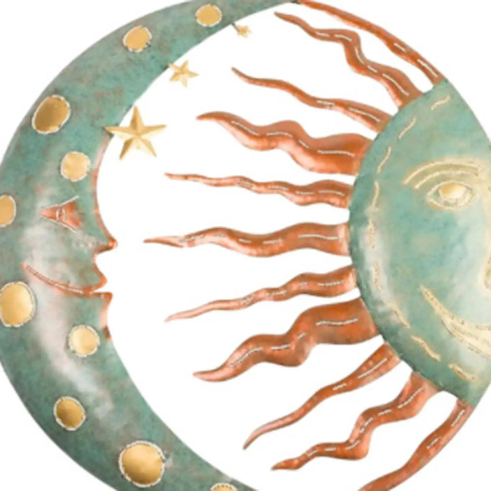 

Sun and Moon Wall Decor Metal Wall Art for Balcony Outdoor Porch Blue Gold