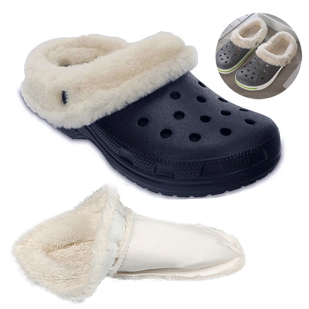 1pair Shoes Clogs Replacement Fur Hole Shoe Insoles, Inserts, Furry Shoe Cotton Cover, Warm, Plush Liner, Washable, Accessories, shoe insoles