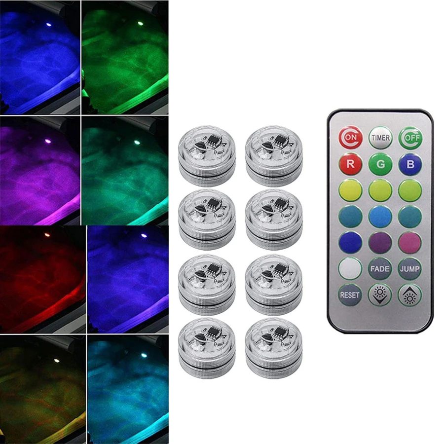 LED Car Interior Ambient Light Remote Control Wireless Adhesive Colorful Ambient Light Car LED