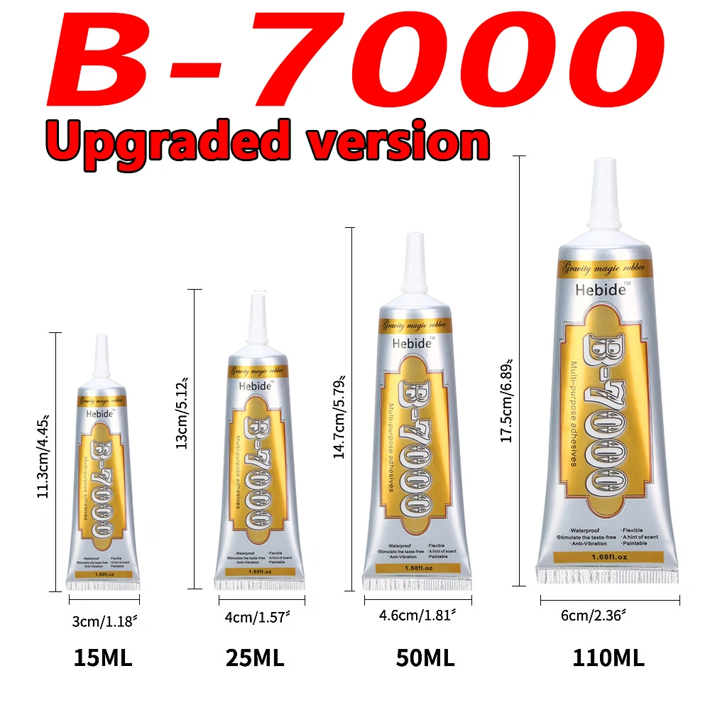 thumbnail image 1 of Pegamento transparente B7000 de 15/25/50/110 ml para reparación de teléfonos, adhesivo universal para vidrio, plástico y bricolaje, aplicador de precisión Hebide B-7000, 1 of 4
