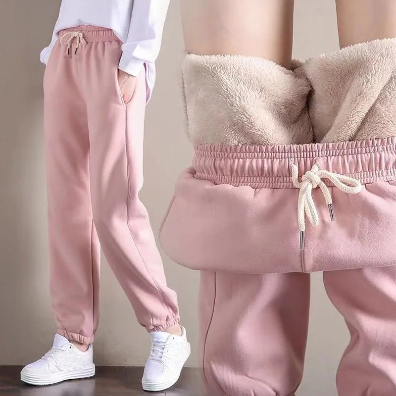 

Women Comfy Pants High Waist Velvet Sweatpants Trousers Fashion Winter Loose Relaxed Wide Leg Thickened Lamb Down Sports Pants