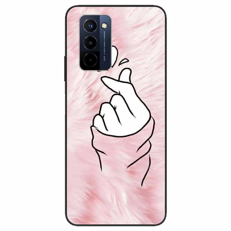 Stylish Black TPU Soft Silicone Bumper Case with Cartoon Flowers and Animals Design