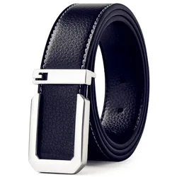 Sleek Unisex Fashion Belt with Silver Buckle - Premium Quality for Casual and Professional Wear (Black Silver)