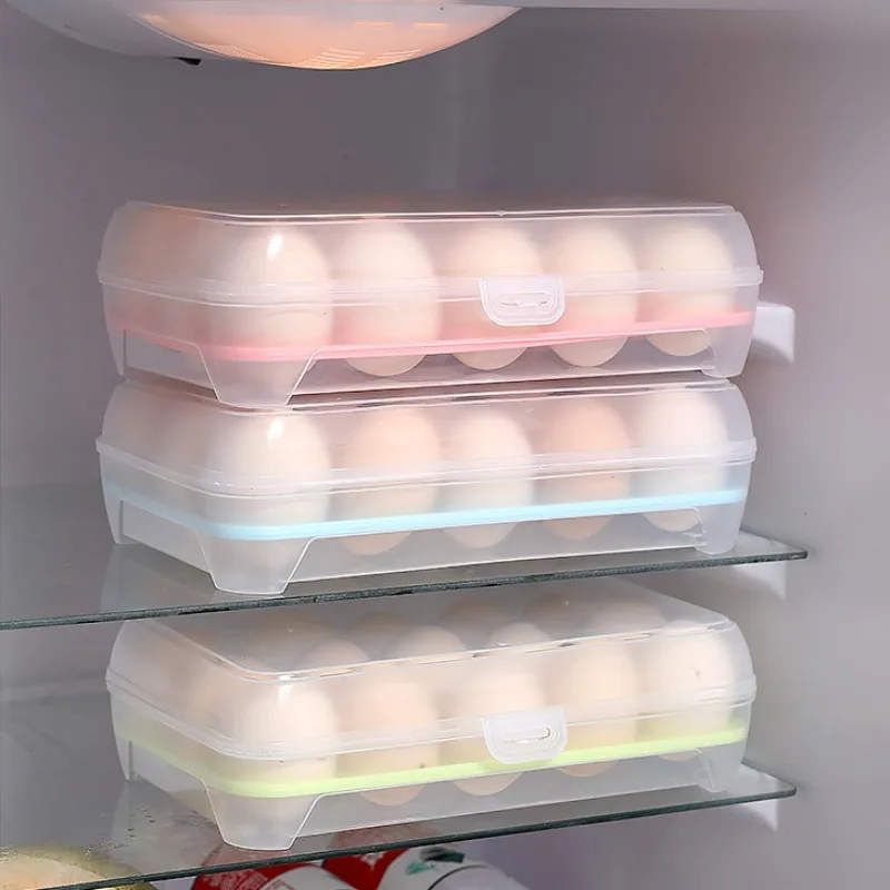 15-grids Egg Storage Box Kitchen Refrigerator Eggs Preservation Box Portable Plastic Household Outdoor Picnic Egg Storage Box 2