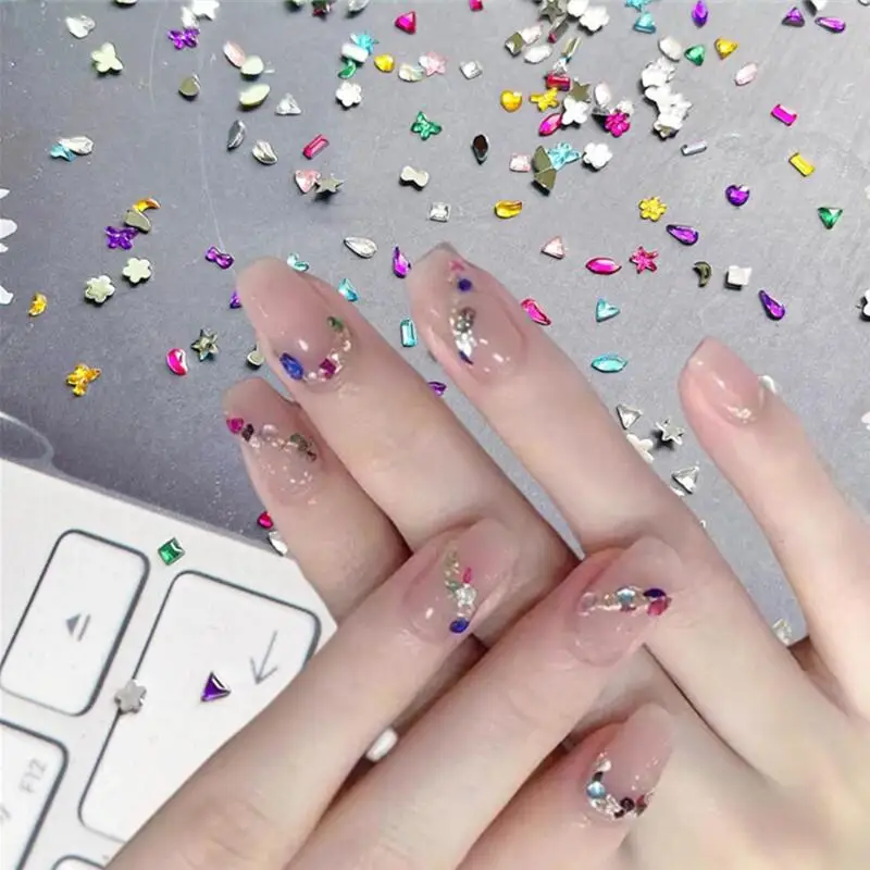600/100 Stück Mini Nagel Strasssteine Bunte Nail Art Charms 3D Stern Nagel Diamanten Kristall Flatback Nagel Edelsteine Maniküre Zubehör – Detail 4