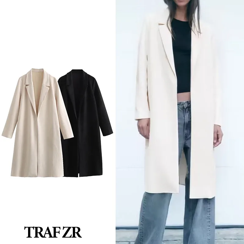 

TRAF ZR Long Wool and Blended Fabric Coat Luxury High Quality New in Outerwears Elegant Women's Overcoat Winter Coat Ladies