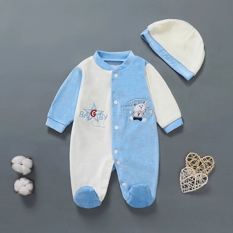 Velvet cartoon pattern newborn cotton fabric for 0-9 months baby boys and girls baby winter pajamas sleepers for baby BOY baby clothes baby sleepsuit