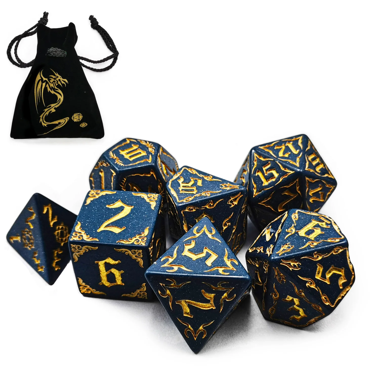 Bescon Giant Fire-Patterned DND Dice Set 1 Inch (25MM) , Oversized D&D Dice Set for Dungeons and Dragons Role Playing Games 4