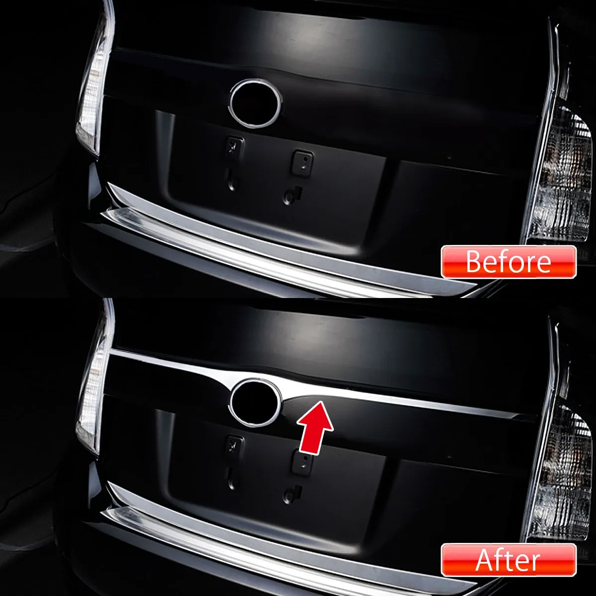 Stainless Steel Rear Emble Garnish Trim Upper Car Styling Decoratve Cover Trim Accessories For Toyota Prius ZVW30