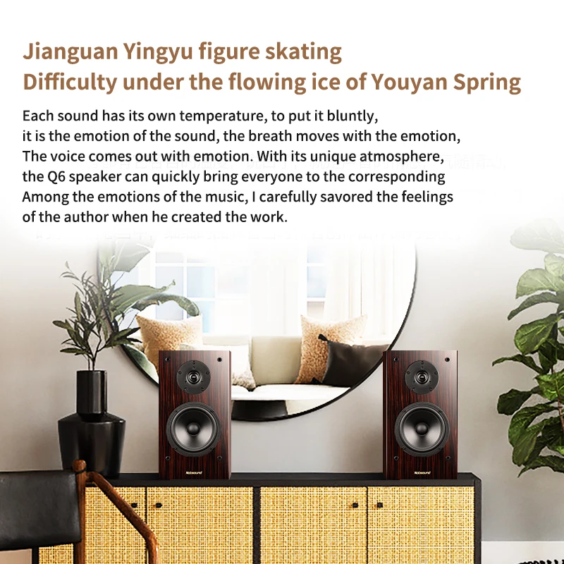 6.5 Inch Desktop Two-Way Speaker HiFi High Power Audio Speaker Passive Bookshelf Surround Home Theater Monitor Sound Box