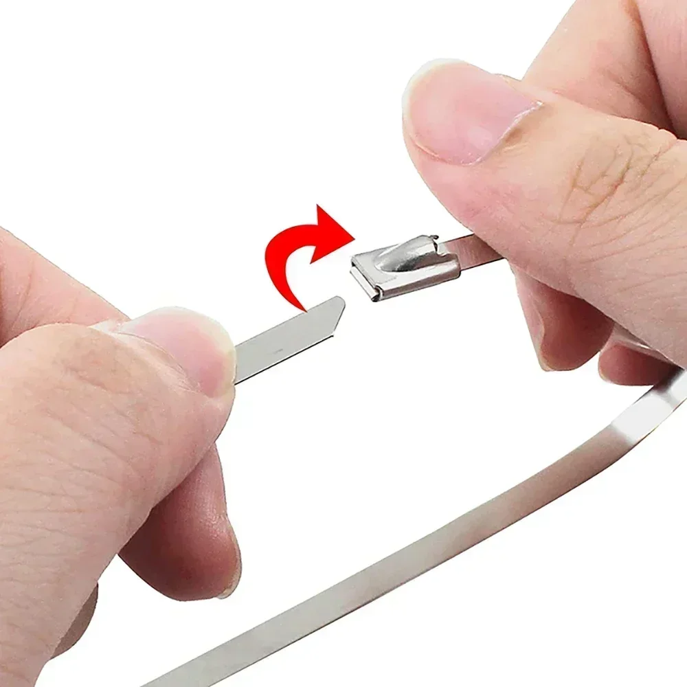 Cable Ties 20/100Pcs Stainless Steel Cable Ties Metal Zip Ties Strap Exhaust Wrap Multi-Purpose Heavy Duty Self-locking Fastening Ring