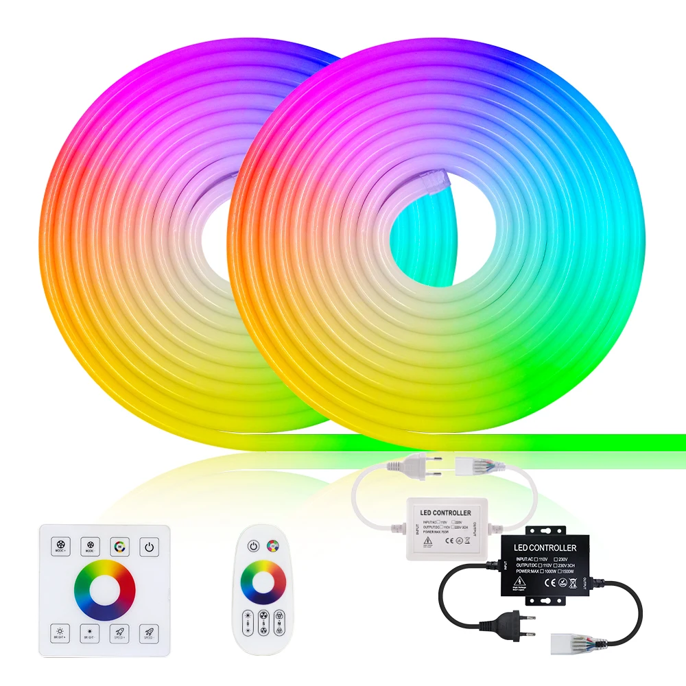 

RGB Neon LED Strip Light With Touch Remote Control & Touch Panel Control AC 110V 220V 5050 SMD Neon Sign Tape Outdoor Decoration