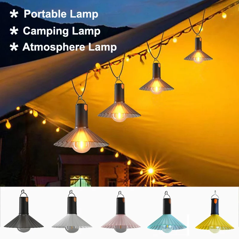 Portable Camping LED Lamp Hanging Lamp Portable Stepless Dimming Camping Light Waterproof Rechargeable Outdoor Light Lantern