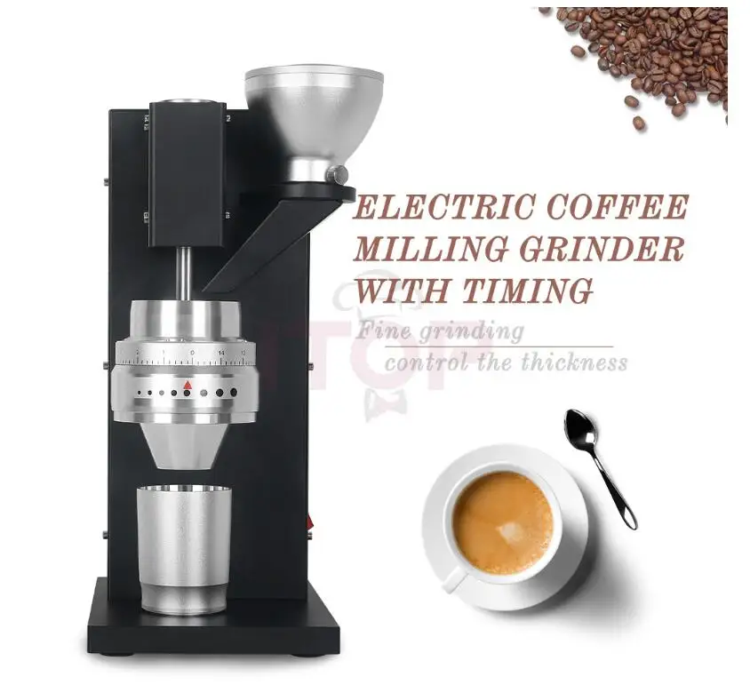 

83mm Metal Bean Hopper Coffee Bean Mill Electric Grinding Coffee Maker Espresso Machine With Timer Setting