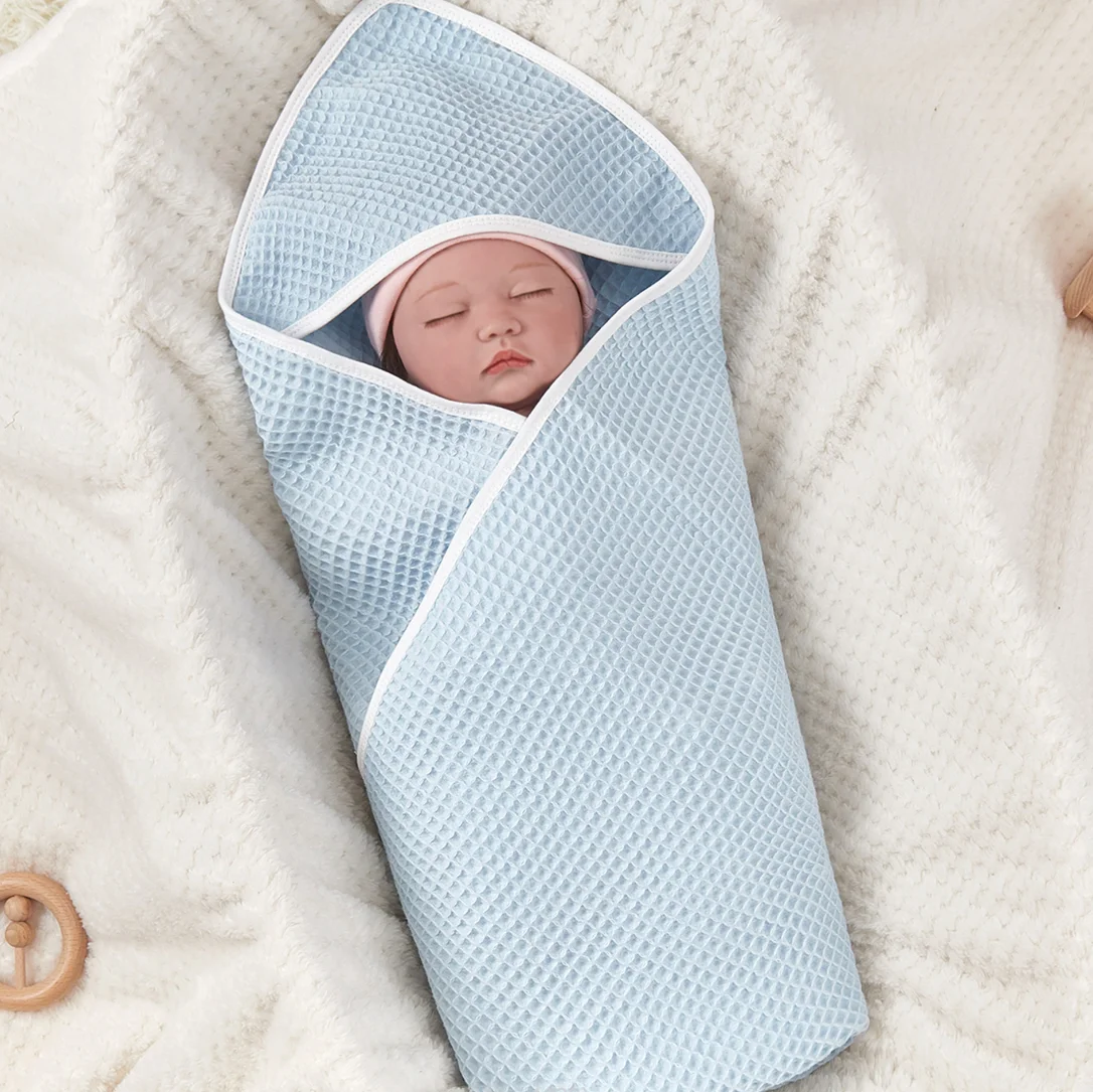 

Waffle Baby Blanket Newborn Hooded Infant Swaddle Wrap 100% Cotton Soft Baby Receiving Blanket Stroller Toddler Baby Bath Towel