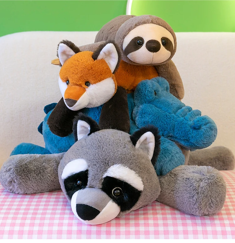 Crouching Sloth Plush Toy Simulation Fox Doll Small Raccoon Doll Crocodile Pillow Children's Gift
