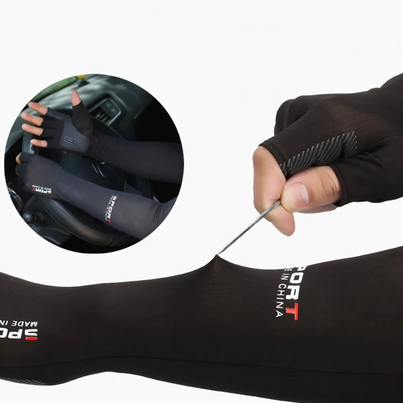 UV Solar Arm Sleeves Men Cycling Gloves Hand Long Sleeves Driving Arm Cover Summer Woman Cool Muff Sun Protection Motorcyclist