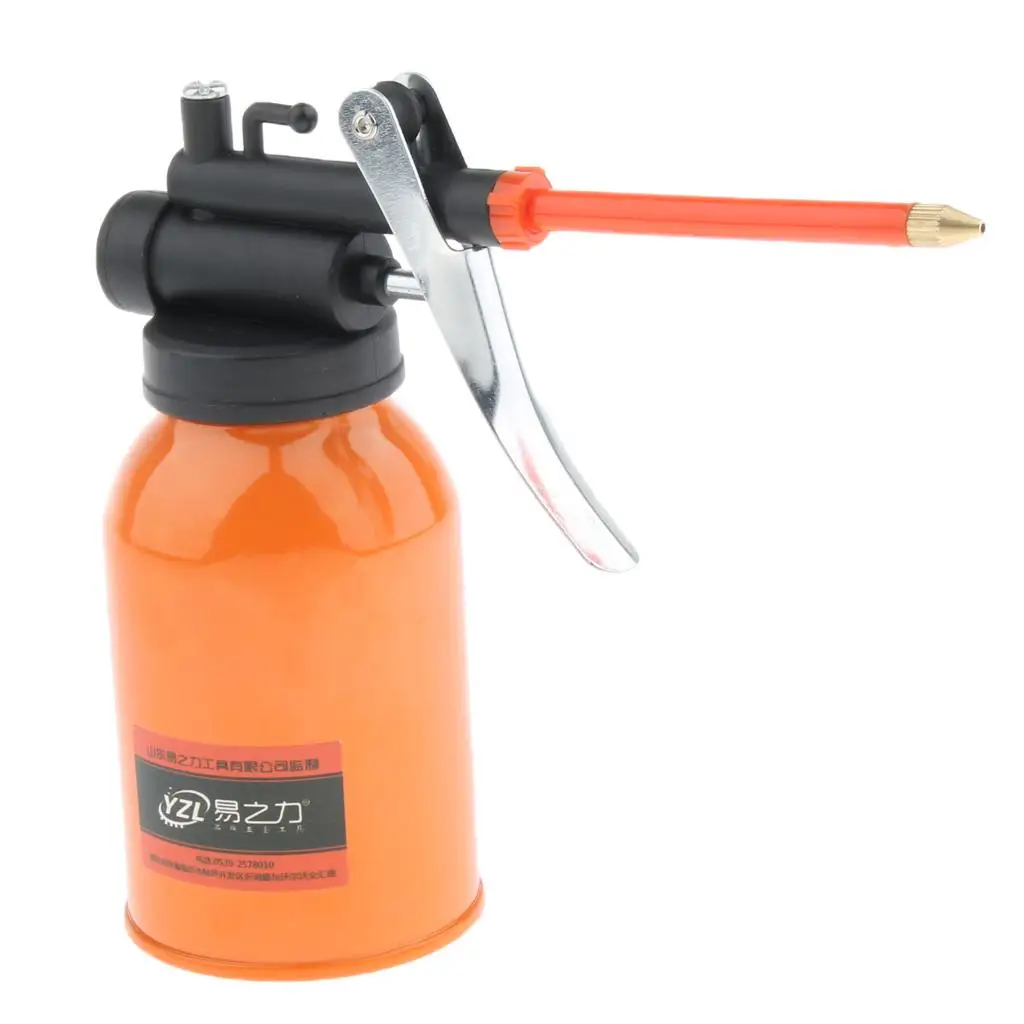 250ml Steel High Pressure Hand Pump Oiler Oil Pot Spray Can, Suitable lubricating oil, grease
