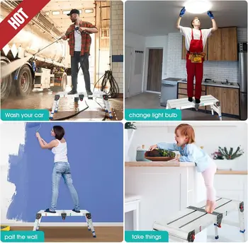 Work Platform Height Adjustment Step Stool Aluminum Platform 1