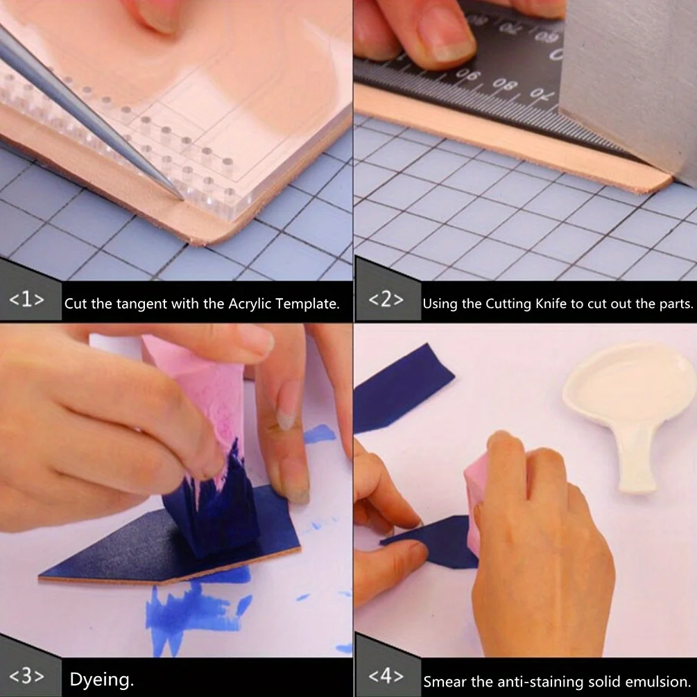 종이접기 크레인 인조 가죽 펜던트 공예 키트(아크릴 템플릿 포함) - DIY 드로잉 및 제작 세트