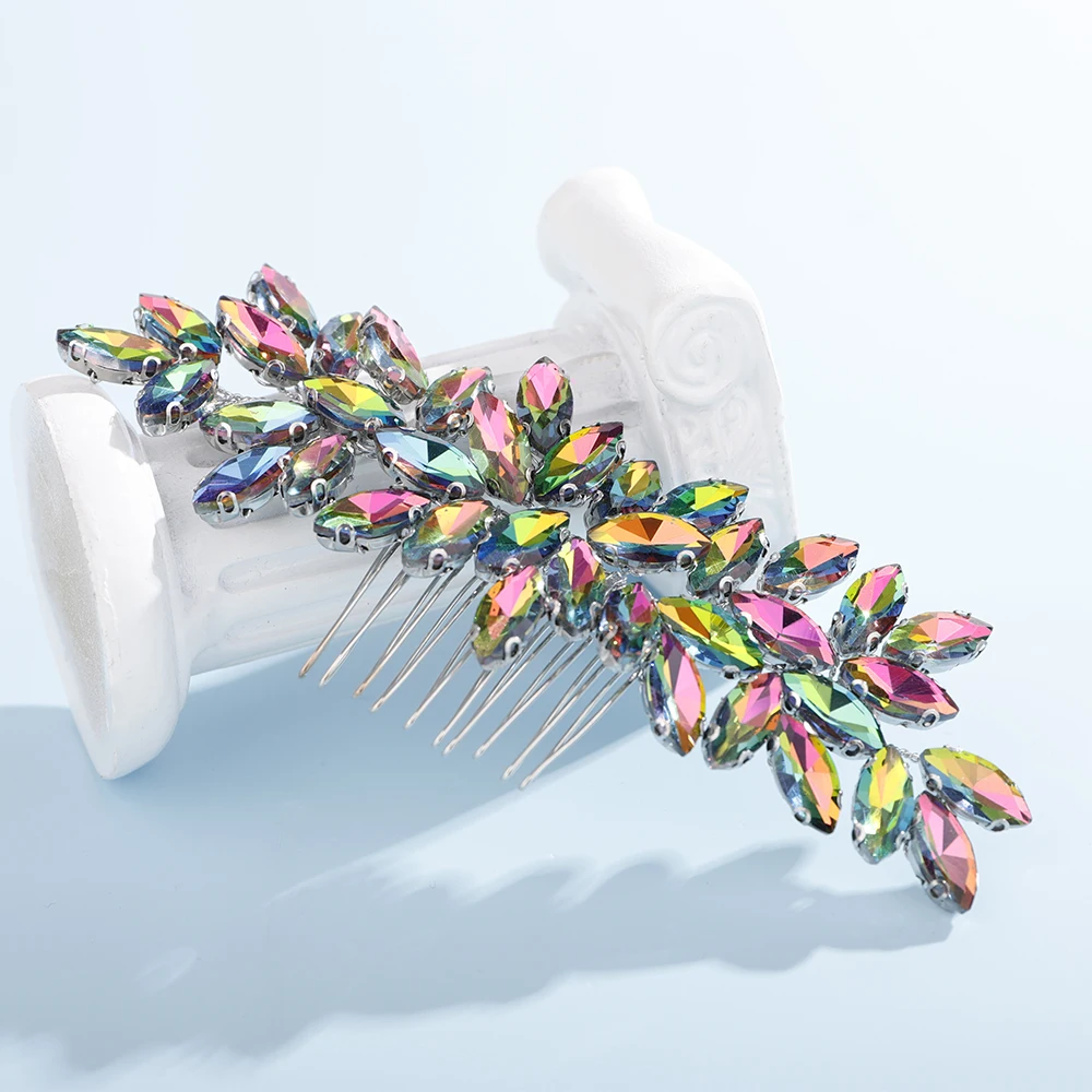 S42aee9124ec2460cad11d3789b76be67l Fashion Rhinestone Hair Comb for Bridal Headpiece 9 Color Wedding Hair Accessories Women Handmade Tiara Headdress Party Headwear Mallzona