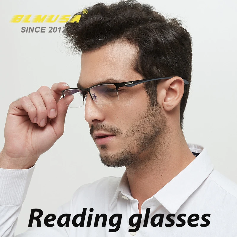 BLMUSA New Progressive Multifocal Reading Glasses Men Handsome Anti Blue Light Prescription Glasses Eye Glasses Frames For Men