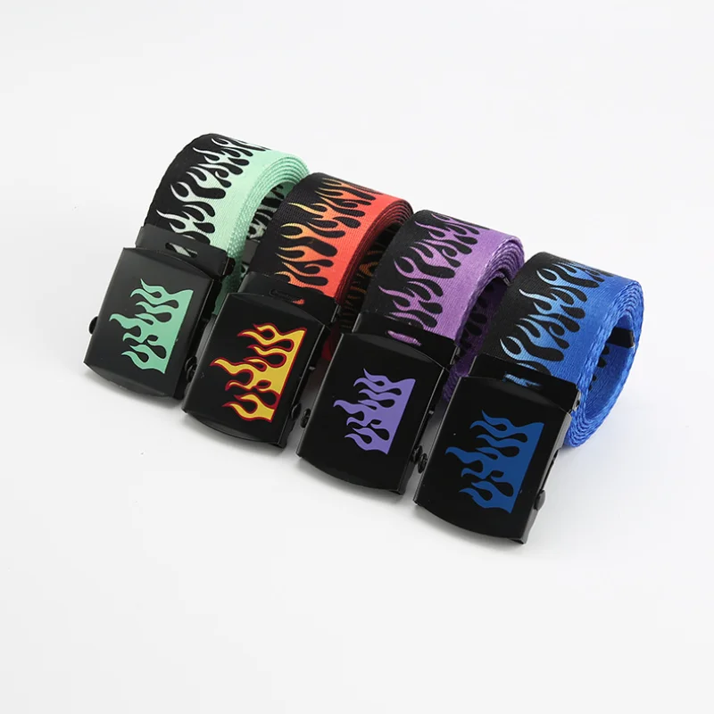 

Fashion Flame Belts for Man Hip-hop Style Waistbands 125cm Colorful Webbing Casual Belts Men's Apparel Accessories accessoires