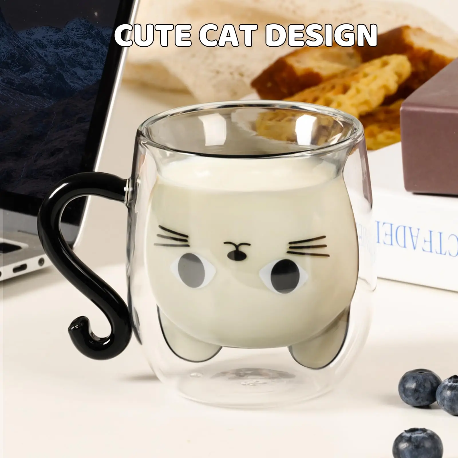 Double-Wall Insulated Cat Glass Mug