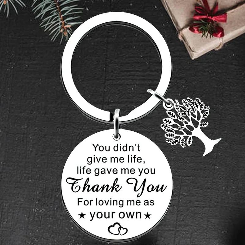 

Cute Stepdad Stepmom Gift Keychain Pendant Bonus Dad Mom Gifts Key Chain Keyring You Didn’t Give Me Life Life Gave Me You