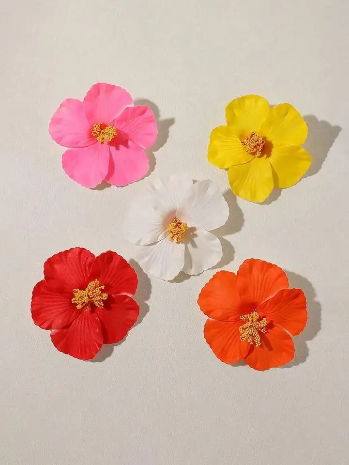 Hibiscus Floral Hair Clips Set for Women