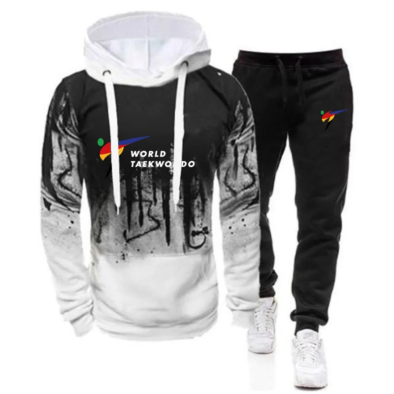 Men's Gradient Color Hooded Hoodie and Sweatpant Casual Suits