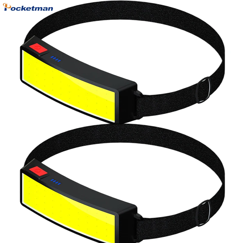 Wide Beam COB LED Headlight USB Rechargeable Portable Built-in Battery Head Lamp For cob headlamp