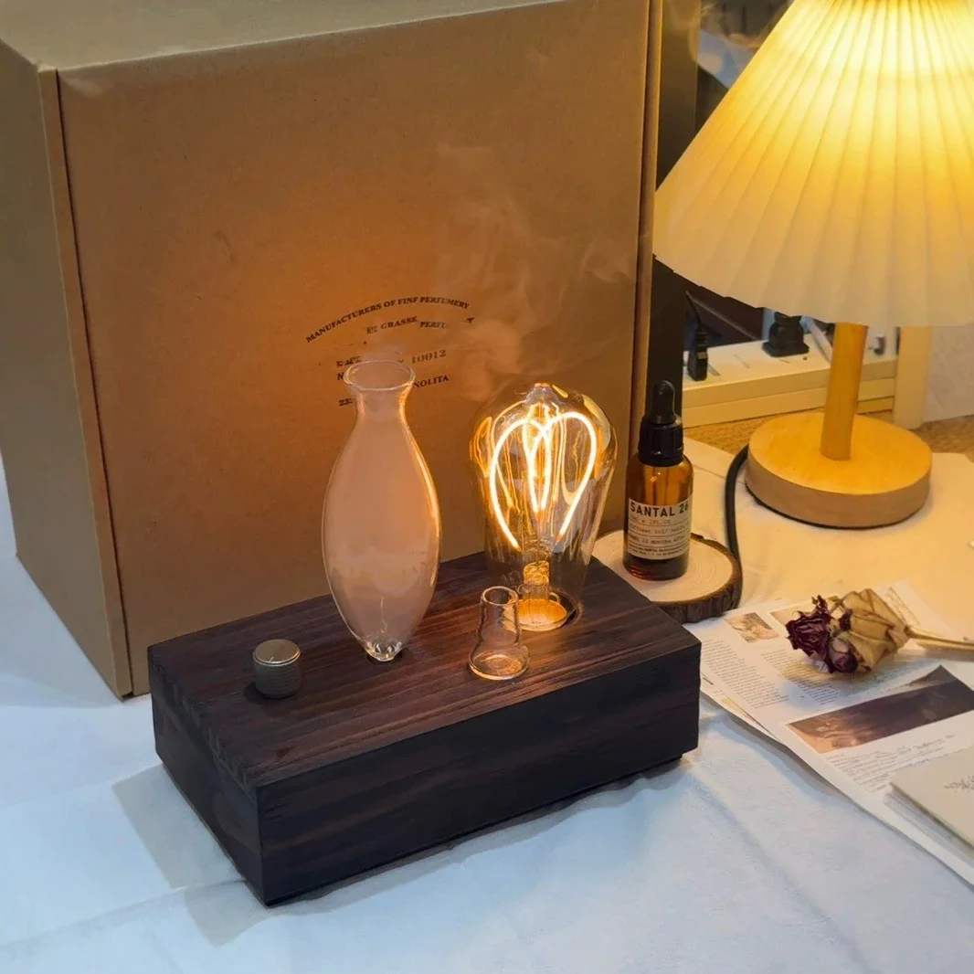 Vintage Aroma Diffuser With Tungsten Filament Lamp And Humidifier_voghion.com