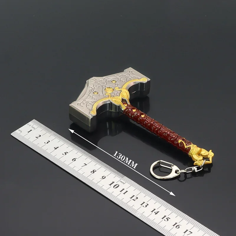 God of War Weapon Kratos Mjölnir The Hammer of Thor Sword Model Keychain 13cm Metal Material Game Periphery Gifts Toys for Boys 6