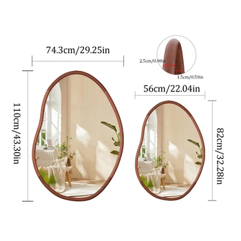 Irregular Wall Mirror Decorative Large Accent Mirror Vanity with Solid Wooden Frame for Livingroom Diningroom Bedroom Hallway 5