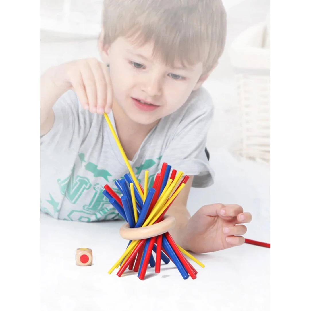 Montessori Toys Wooden Stick Toys for Creative Kids Games Toddlers Color Matching Fine Motor Toys Balance & Patience Training 5