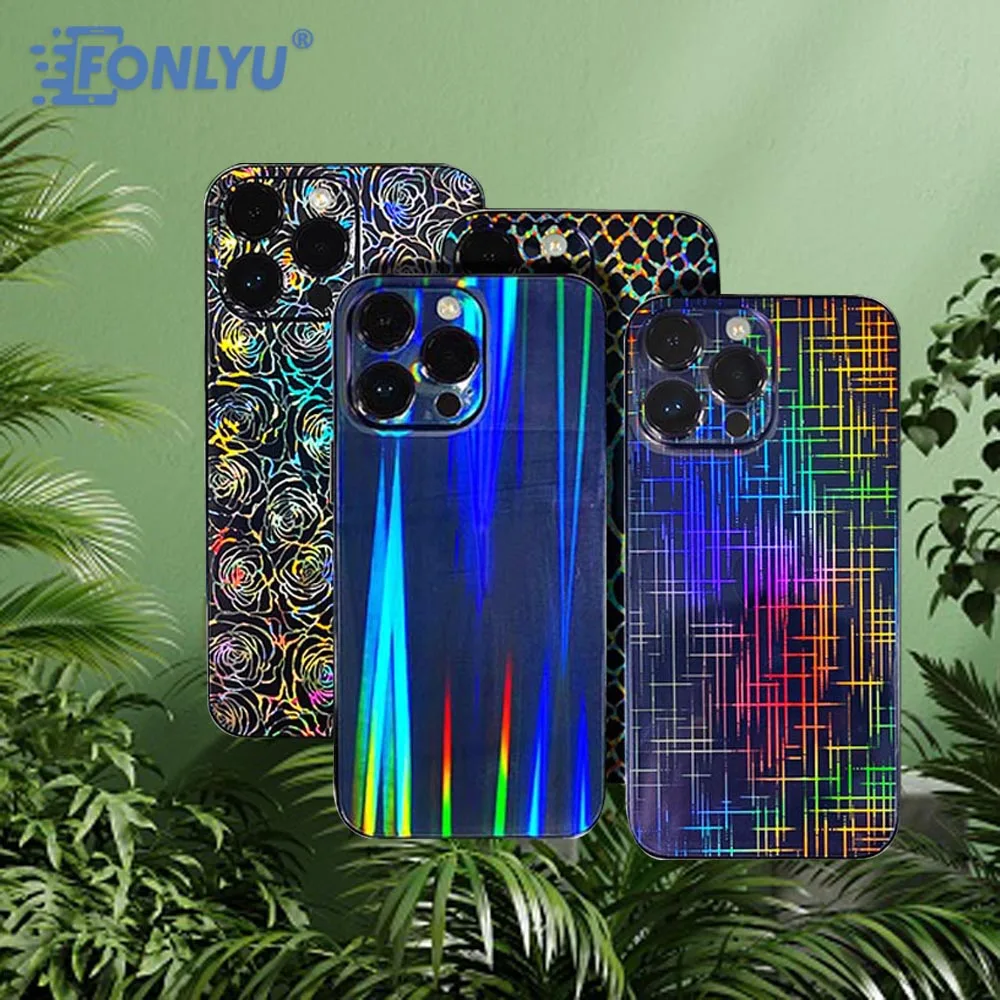 FONLYU 50pcs Transparent Mobile Phone Skin Crystal Laser Back Film Smartphone Stickers Back
