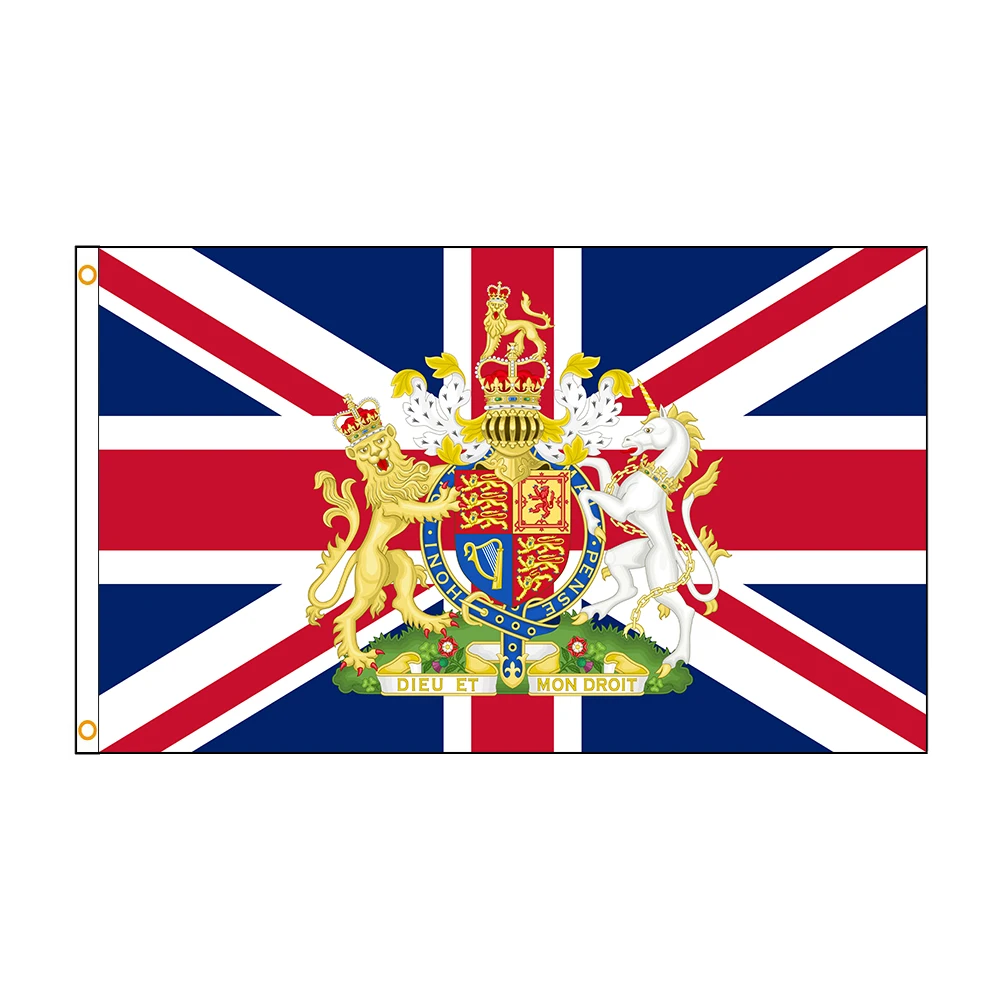 

3X5Ft England British Flag with Royal Coat of Arms of the United Kingdom (Both Realms) Banner Decoration 90x150cm Jemony