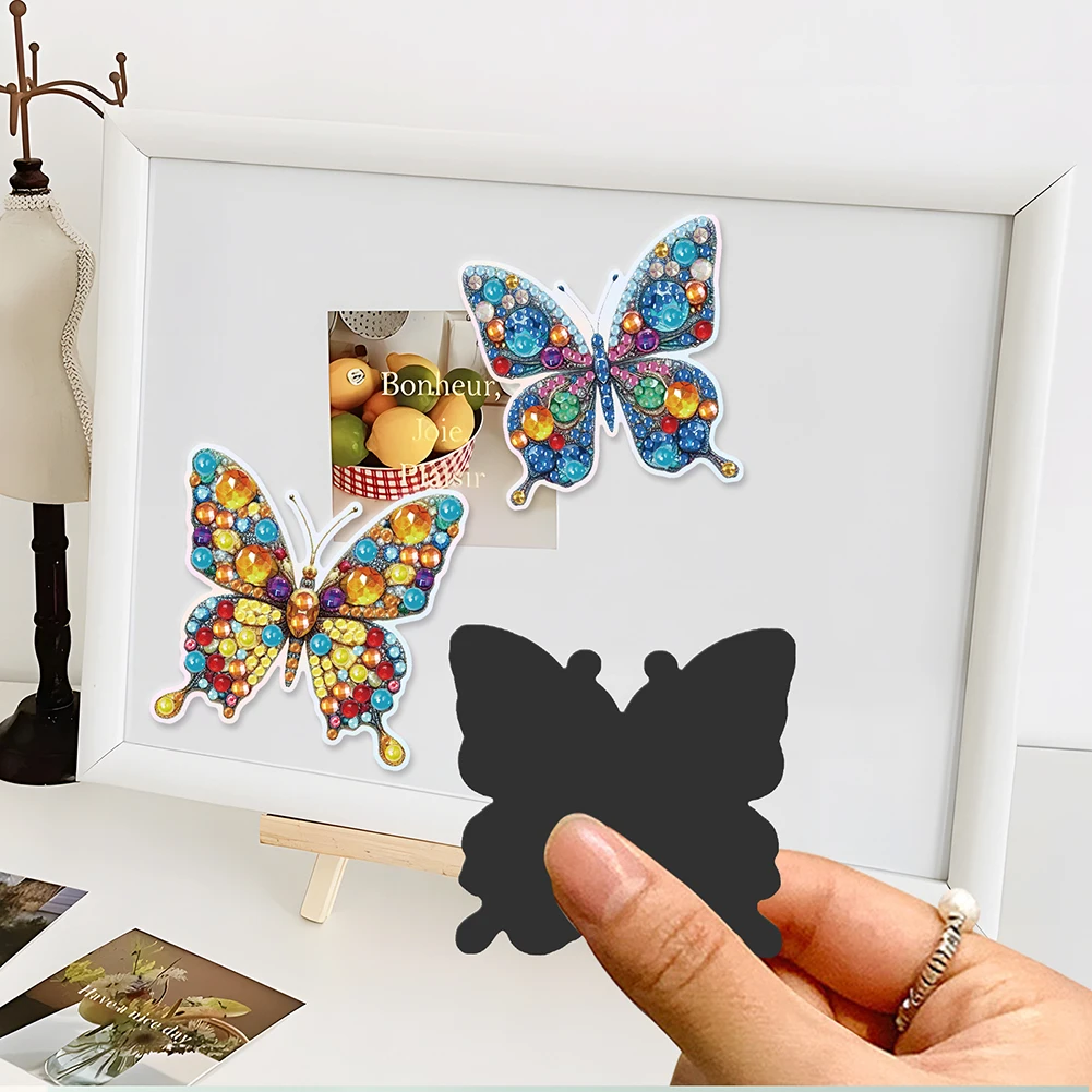 6/8PCS Diamond Art Fridge Magnets Sticker Animals Owl Kittens Flowers Butterfly Refrigerator Diamond Painting Magnets Kits 2