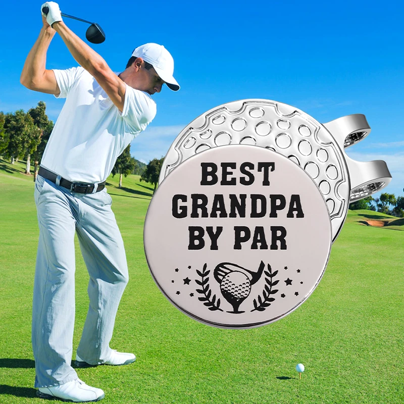 Grandpa By Par Funny Golf Ball Magnetic Hat Clip Golf Accessories Marker with Baseball Cap Clips Jewelry Gift for Friends