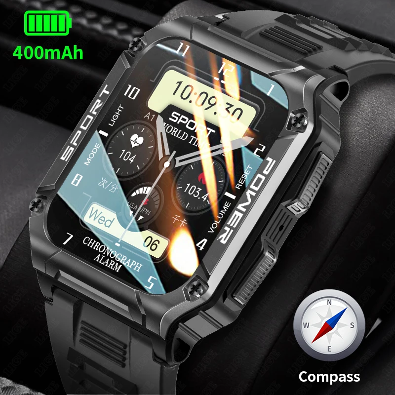 

LIGE Smart Watch Men Compass Guides Bluetooth Call Watches Sports Fitness Waterproof Reloj Blood Oxygen Monitoring Smartwatch